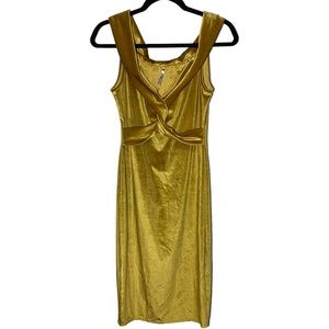 Gold Velour Midi Dress